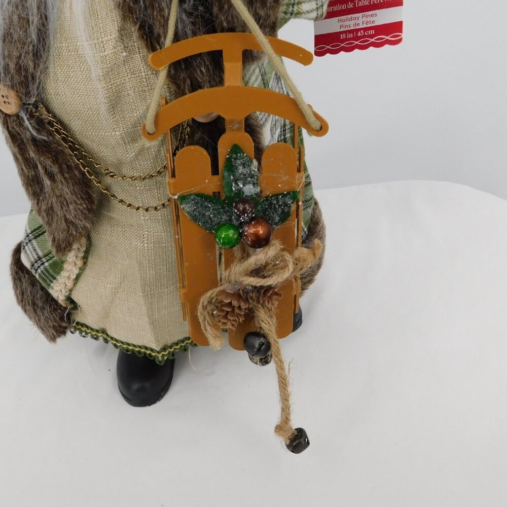 African American Black Santa Figure Ashland Holiday Pines Green Brown Woodland - Picture 7 of 10